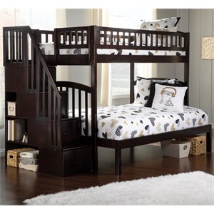 afi westbrook solid wood staircase bunk twin over full in espresso