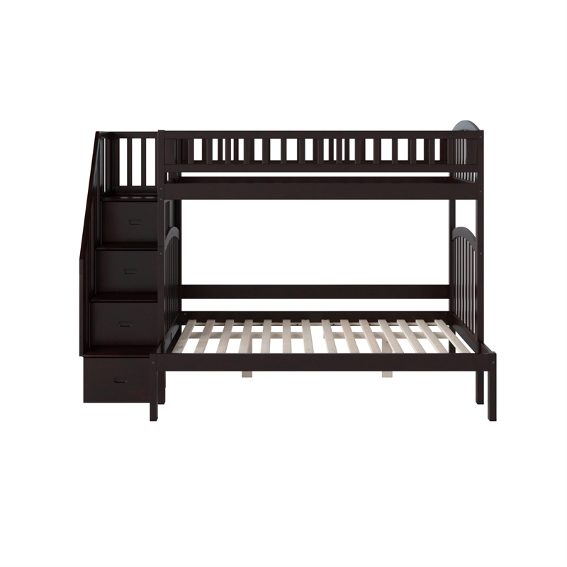 AFI Westbrook Solid Wood Staircase Bunk Twin Over Full in Espresso