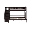 AFI Westbrook Solid Wood Staircase Bunk Twin Over Full in Espresso