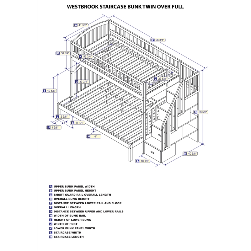 AFI Westbrook Solid Wood Staircase Bunk Twin Over Full in Espresso