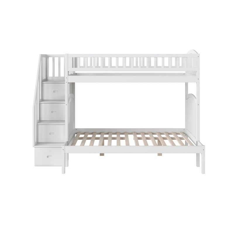 AFI Westbrook Solid Wood Staircase Bunk Twin Over Full in White