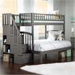 AFI Westbrook Solid Wood Staircase Bunk Twin Over Full in Grey