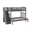AFI Westbrook Solid Wood Staircase Bunk Twin Over Full in Grey