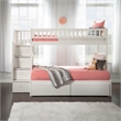 AFI Westbrook Wood Staircase Storage Bunk Twin Over Full in White
