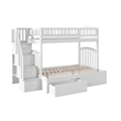 AFI Westbrook Wood Staircase Storage Bunk Twin Over Full in White