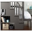 AFI Westbrook Staircase Storage Bunk Twin Over Full in Gray