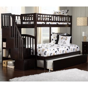 afi westbrook wood staircase bunk twin over full with twin trundle in espresso