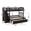 AFI Westbrook Wood Staircase Bunk Twin Over Full with Twin Trundle in Espresso
