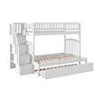 AFI Westbrook Wood Staircase Bunk Twin Over Full with Twin Trundle in White