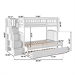 AFI Westbrook Wood Staircase Bunk Twin Over Full with Twin Trundle in White