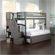 AFI Westbrook Wood Staircase Bunk Twin Over Full with Twin Trundle in Grey