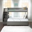 AFI Westbrook Wood Staircase Bunk Twin Over Full with Twin Trundle in Grey