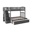 AFI Westbrook Wood Staircase Bunk Twin Over Full with Twin Trundle in Grey