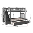 AFI Westbrook Wood Staircase Bunk Twin Over Full with Twin Trundle in Grey