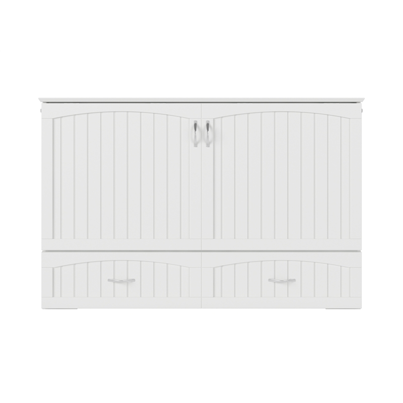 AFI Southampton Queen Solid Wood Murphy Bed Chest in White with USB Charger