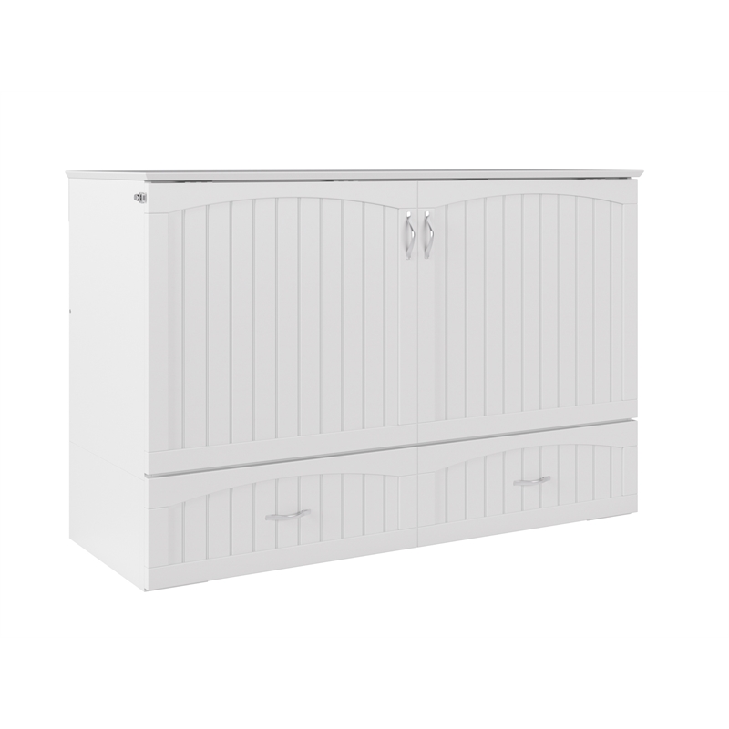 AFI Southampton Queen Solid Wood Murphy Bed Chest in White with USB Charger