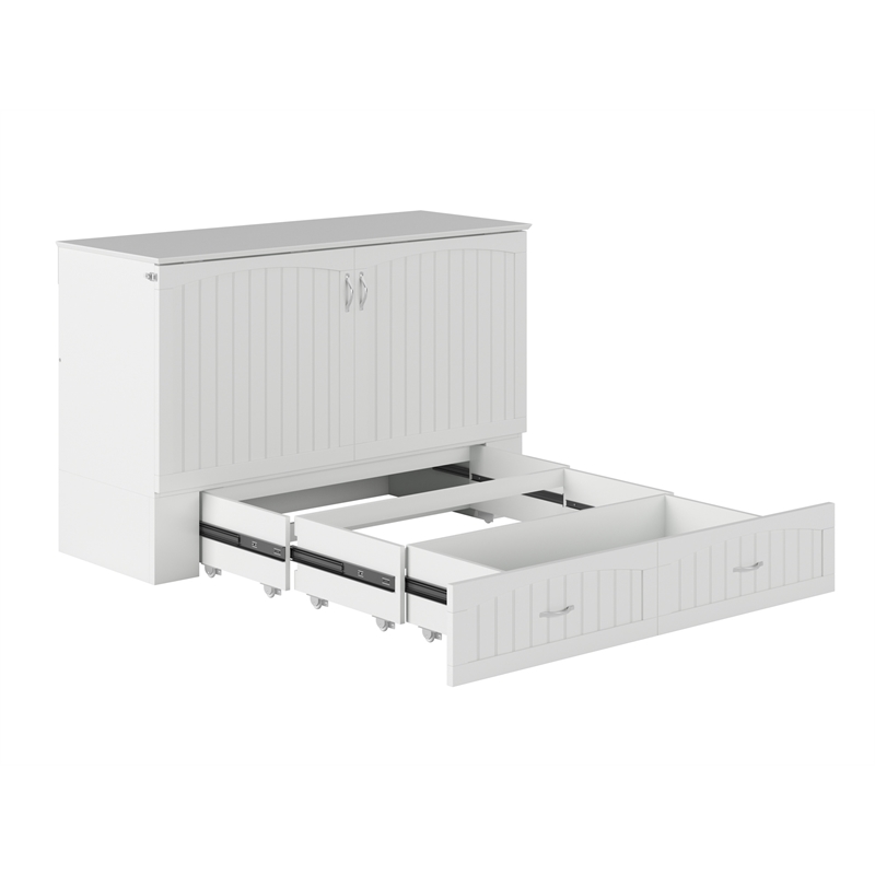 AFI Southampton Queen Solid Wood Murphy Bed Chest in White with USB Charger