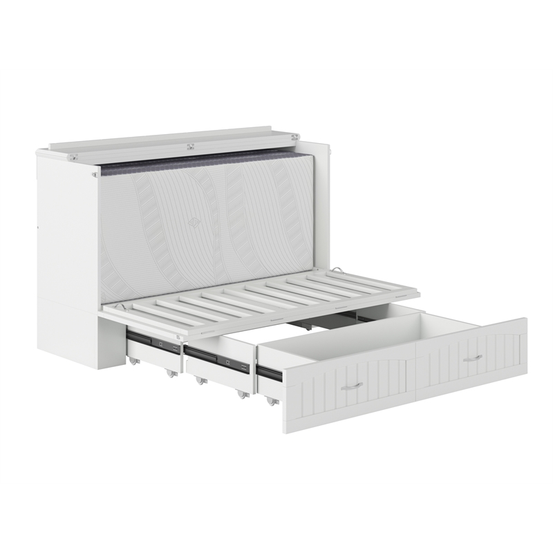 AFI Southampton Queen Solid Wood Murphy Bed Chest in White with USB Charger