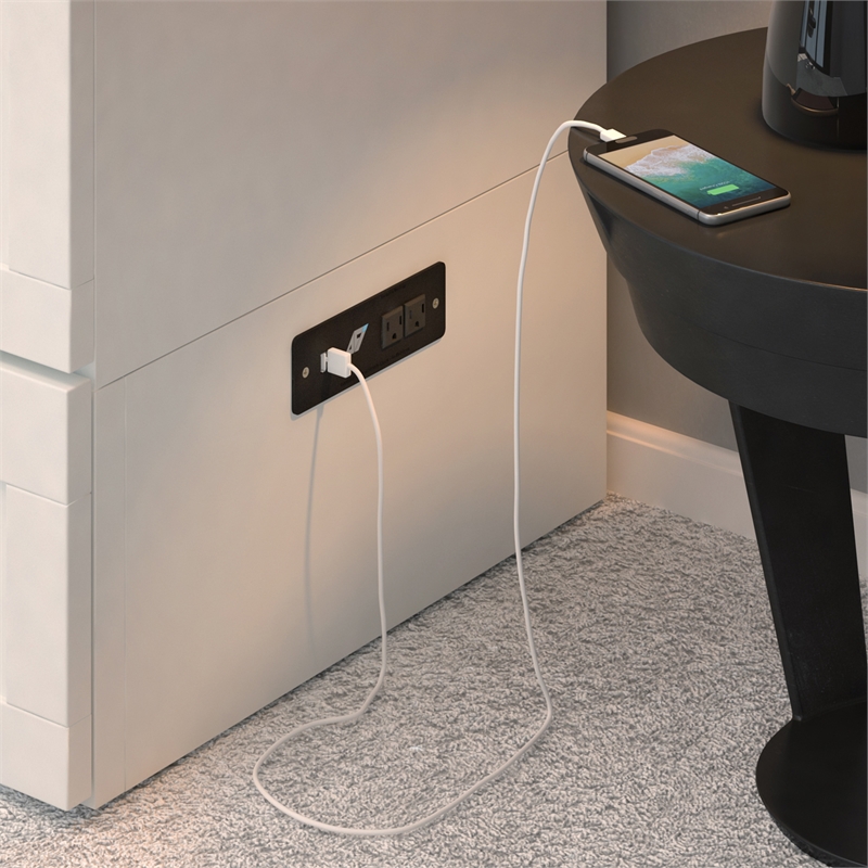 AFI Southampton Queen Solid Wood Murphy Bed Chest in White with USB Charger