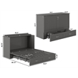 AFI Southampton Queen Solid Wood Murphy Bed Chest with Mattress in Gray