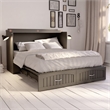 AFI Southampton Queen Solid Wood Murphy Bed Chest with Mattress in Gray