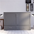 AFI Southampton Queen Solid Wood Murphy Bed Chest with Mattress in Gray