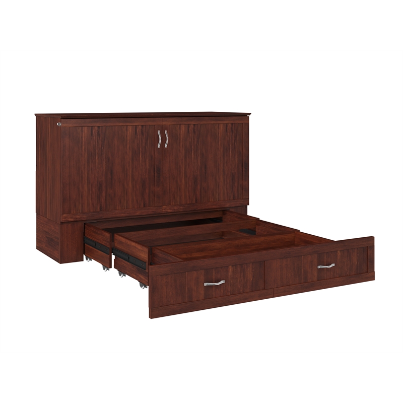 AFI Hamilton Queen Solid Wood Murphy Bed Chest in Walnut