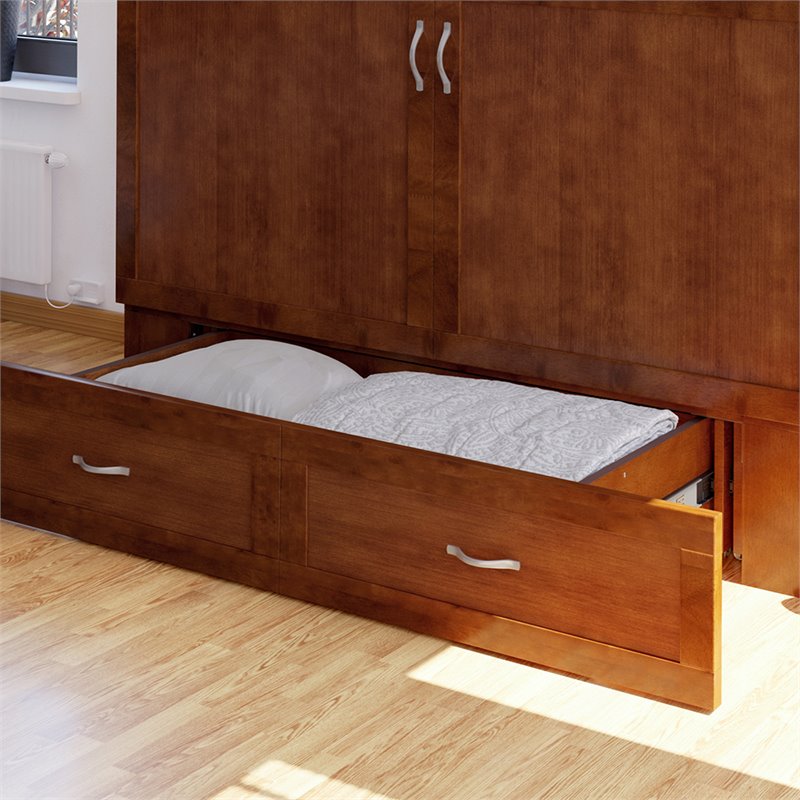 Atlantic Furniture Hamilton Queen Murphy Bed Chest in Walnut Cymax