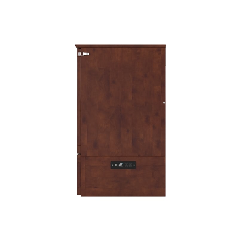 AFI Hamilton Queen Solid Wood Murphy Bed Chest with Mattress in Walnut