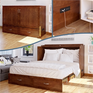 afi hamilton queen solid wood murphy bed chest with built-in charger