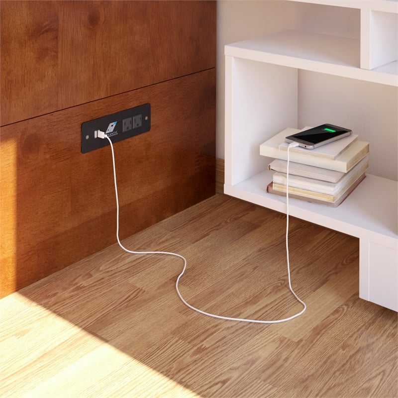 AFI Hamilton Queen Solid Wood Murphy Bed Chest with Mattress in Walnut