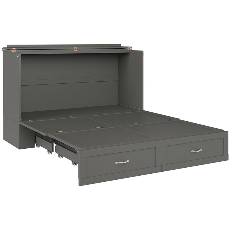 Atlantic Furniture Hamilton Queen Murphy Bed Chest in Gray Cymax Business