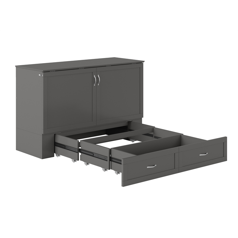 AFI Hamilton Queen Solid Wood Murphy Bed Chest with Built-In Charger in Gray