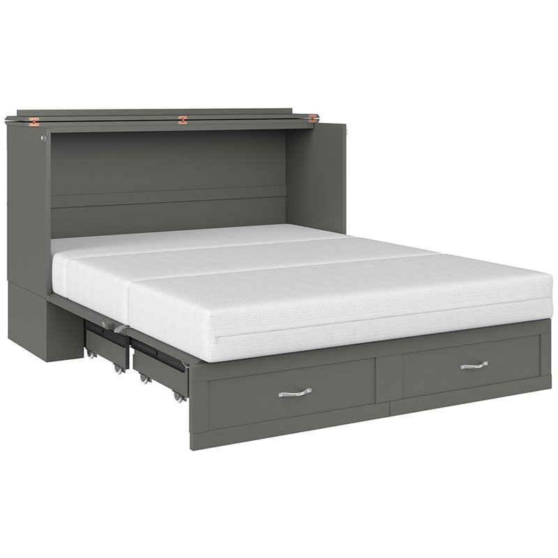 Atlantic Furniture Hamilton Queen Murphy Bed Chest In Gray Ac624149