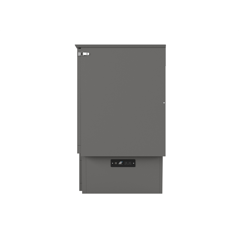 Monroe Queen Wood Murphy Bed Chest with Mattress & Charging Station in Gray