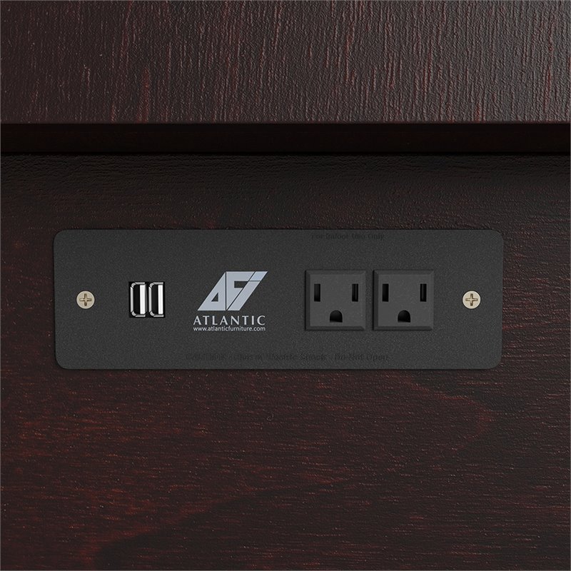 Monroe Queen Wood Murphy Bed Chest with Mattress & Charging Station in Espresso