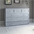 Deerfield Queen Solid Wood Modern Murphy Bed Chest with Mattress in Driftwood