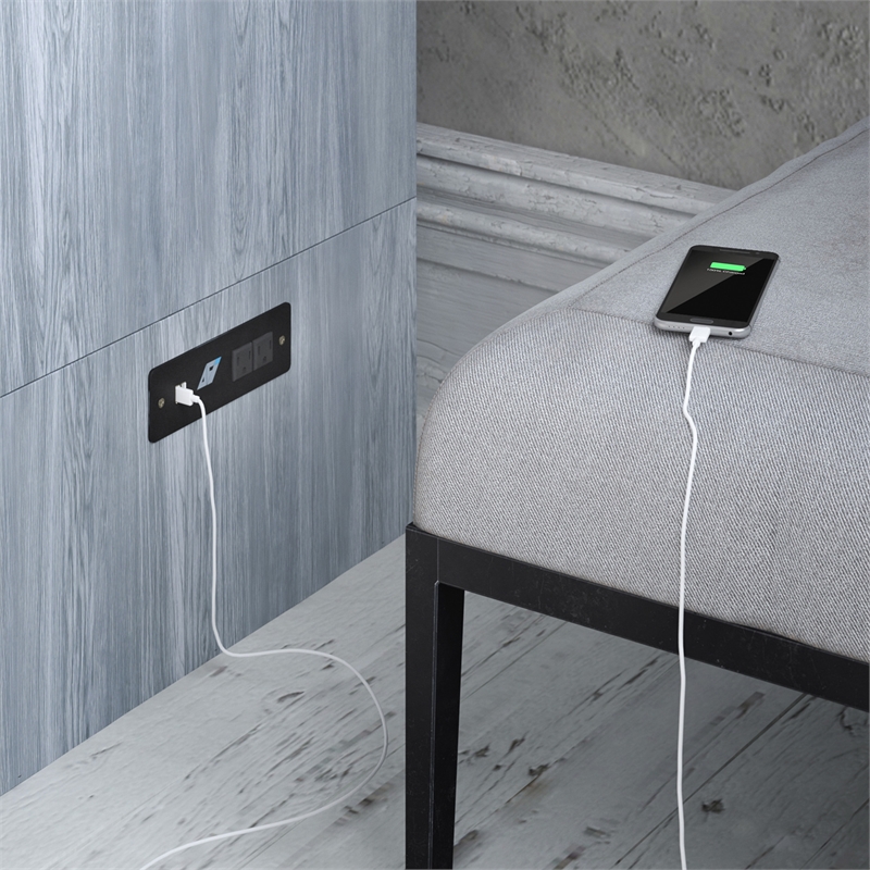 Deerfield Queen Solid Wood Modern Murphy Bed Chest with Mattress in Driftwood