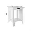 AFI Mission Solid Wood Printer Stand with Built-In Charger in White