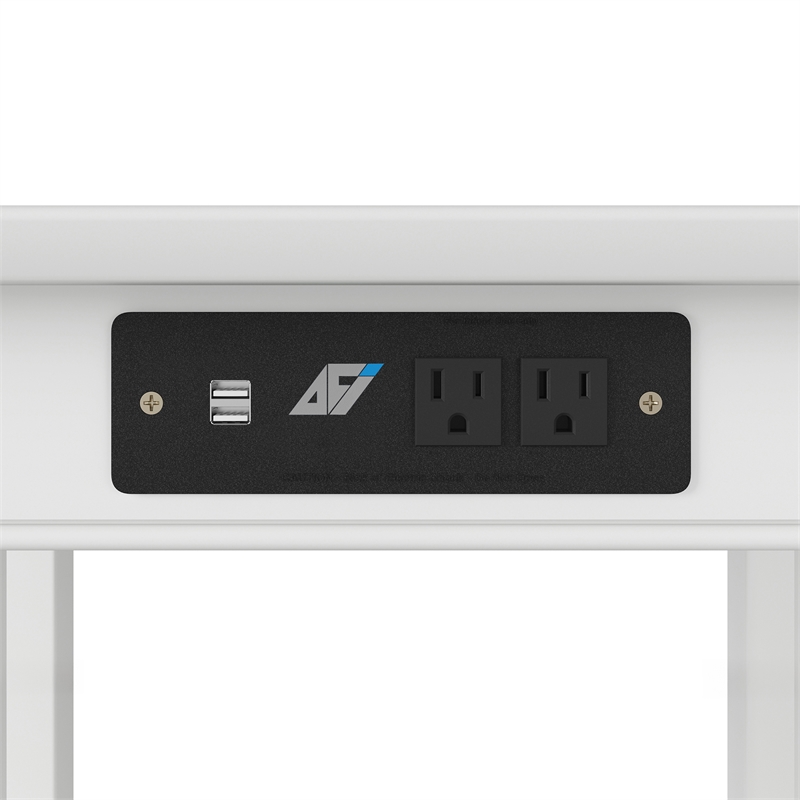 AFI Mission Solid Wood Printer Stand with Built-In Charger in White