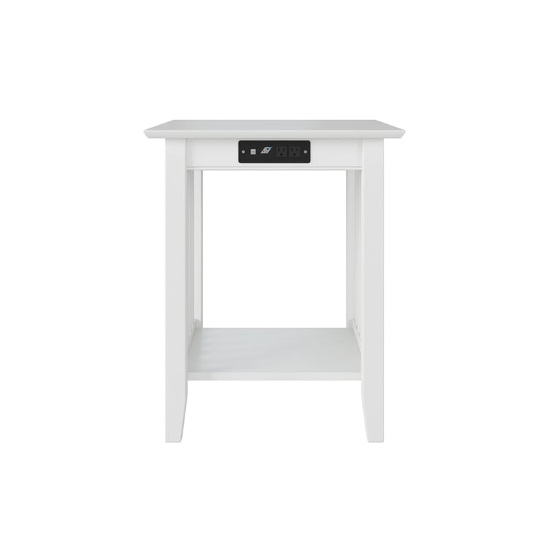 AFI Mission Solid Wood Printer Stand with Built-In Charger in White