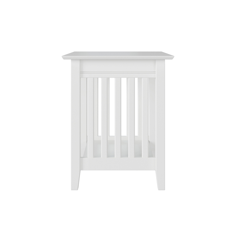 AFI Mission Solid Wood Printer Stand with Built-In Charger in White