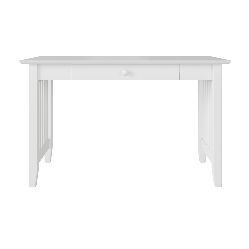 AFI Mission Solid Wood Writing Desk with Built-In Charger in White