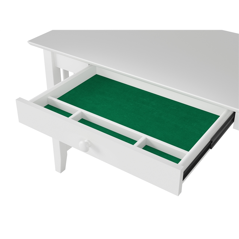 AFI Mission Solid Wood Writing Desk with Built-In Charger in White