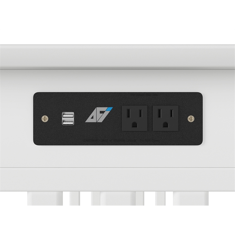 AFI Mission Solid Wood Writing Desk with Built-In Charger in White