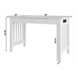 AFI Mission Solid Wood Writing Desk with Built-In Charger in White
