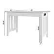 AFI Mission Solid Wood Writing Desk with Built-In Charger in White