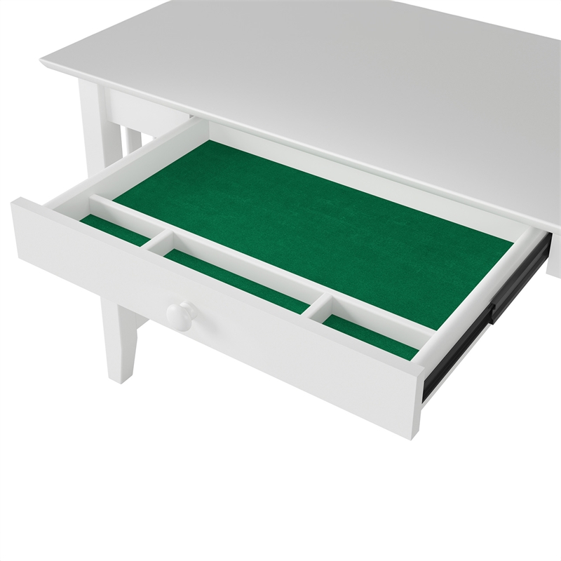 AFI Mission Solid Wood Writing Desk with Built-In Charger in White