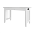 AFI Mission Solid Wood Writing Desk with Built-In Charger in White