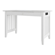 AFI Mission Solid Wood Writing Desk with Built-In Charger in White